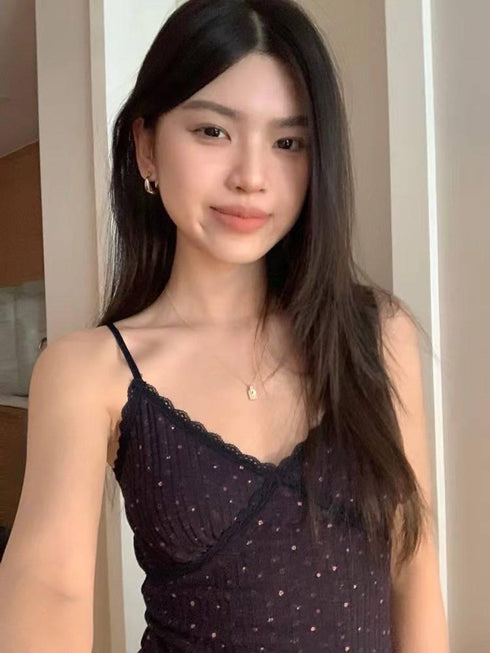 Spring Spiece Lacey Border Tank Tops